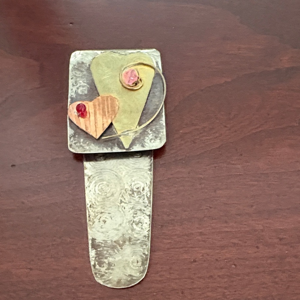 Artistic Metal Bookmark with Heart Design